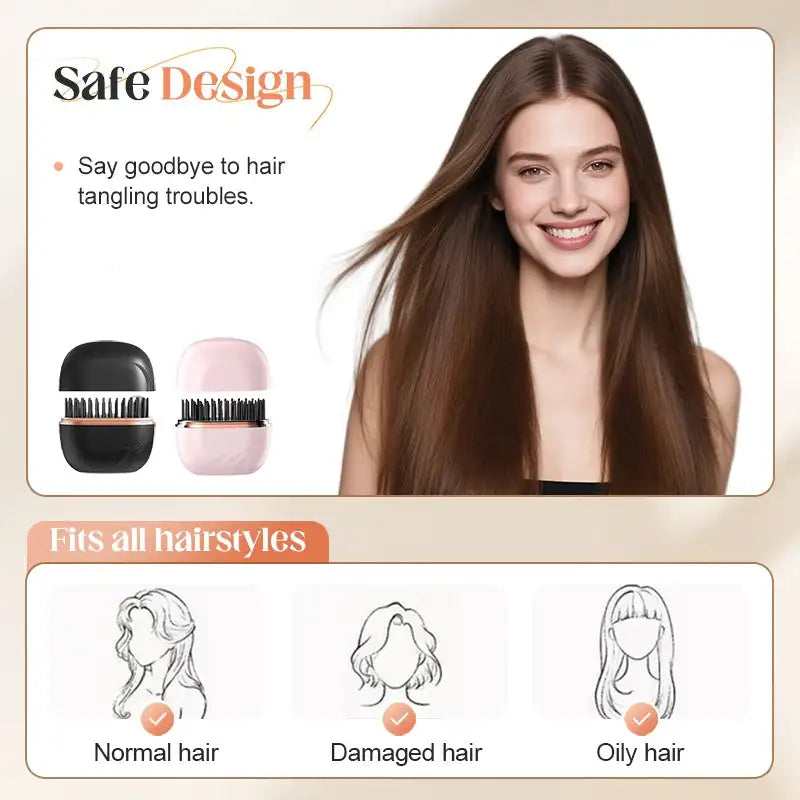 Mini Cordless Hair Straightener Comb Portable Travel Straight Hair Comb Electric Hot Hair Styler 3-Speed Temperature Regulation