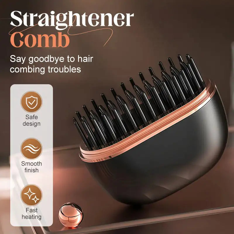 Mini Cordless Hair Straightener Comb Portable Travel Straight Hair Comb Electric Hot Hair Styler 3-Speed Temperature Regulation